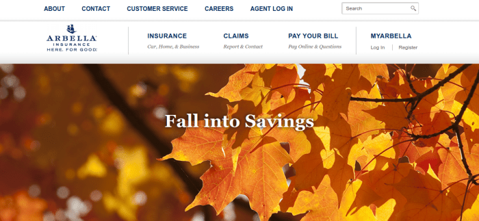 Arbella Insurance online account management features